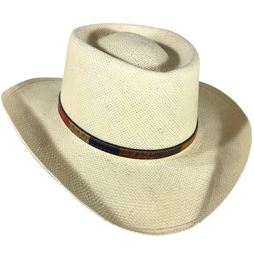 Stetson Monroe 4X Straw Cowboy Hat Western Cattleman Long Oval Natural 7 1/2